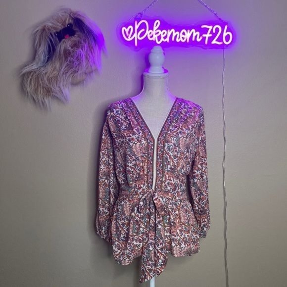 Max Studio Tops - Max Studio Paisley Belted Boho Top